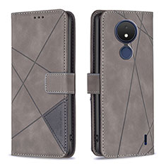 Leather Case Stands Flip Cover Holder B08F for Nokia C21 Gray