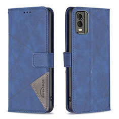 Leather Case Stands Flip Cover Holder B08F for Nokia C210 Blue