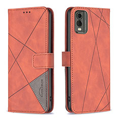 Leather Case Stands Flip Cover Holder B08F for Nokia C210 Orange