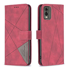 Leather Case Stands Flip Cover Holder B08F for Nokia C210 Red