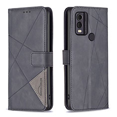 Leather Case Stands Flip Cover Holder B08F for Nokia C22 Black