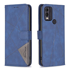 Leather Case Stands Flip Cover Holder B08F for Nokia C22 Blue