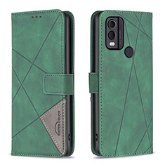 Leather Case Stands Flip Cover Holder B08F for Nokia C22 Green