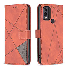 Leather Case Stands Flip Cover Holder B08F for Nokia C22 Orange