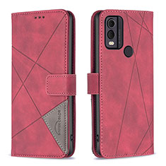 Leather Case Stands Flip Cover Holder B08F for Nokia C22 Red