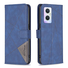 Leather Case Stands Flip Cover Holder B08F for OnePlus Nord N20 5G Blue