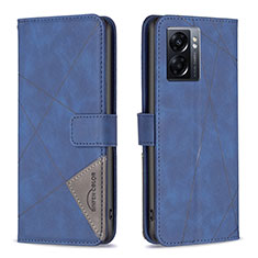 Leather Case Stands Flip Cover Holder B08F for OnePlus Nord N300 5G Blue