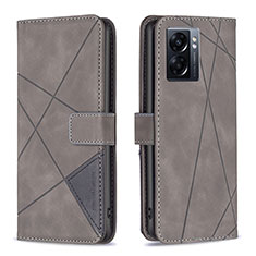 Leather Case Stands Flip Cover Holder B08F for OnePlus Nord N300 5G Gray