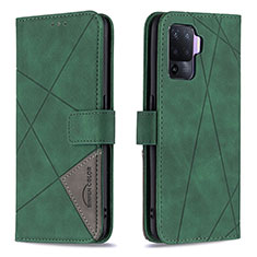 Leather Case Stands Flip Cover Holder B08F for Oppo A94 4G Green