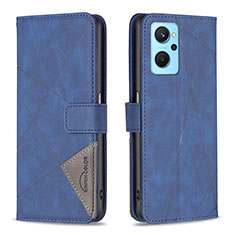 Leather Case Stands Flip Cover Holder B08F for Oppo A96 4G Blue