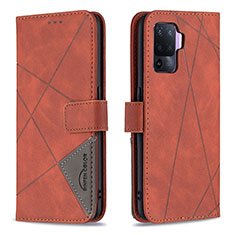 Leather Case Stands Flip Cover Holder B08F for Oppo F19 Pro Orange