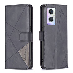 Leather Case Stands Flip Cover Holder B08F for Oppo F21s Pro 5G Black