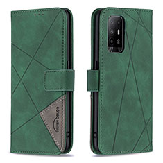 Leather Case Stands Flip Cover Holder B08F for Oppo Reno5 Z 5G Green