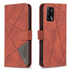 Leather Case Stands Flip Cover Holder B08F for Oppo Reno6 Lite Orange
