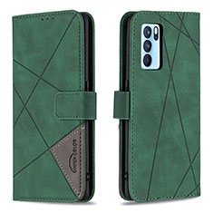 Leather Case Stands Flip Cover Holder B08F for Oppo Reno6 Pro 5G India Green