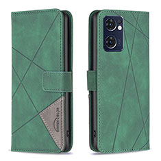 Leather Case Stands Flip Cover Holder B08F for Oppo Reno7 5G Green