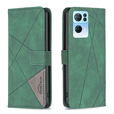 Leather Case Stands Flip Cover Holder B08F for Oppo Reno7 Pro 5G Green