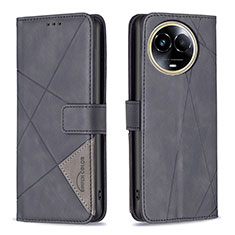 Leather Case Stands Flip Cover Holder B08F for Realme 11 5G Black