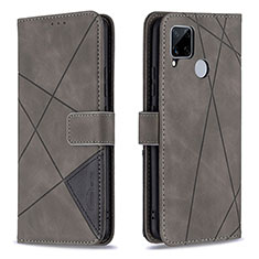 Leather Case Stands Flip Cover Holder B08F for Realme 7i RMX2193 Gray