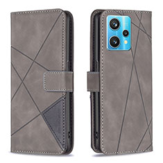 Leather Case Stands Flip Cover Holder B08F for Realme 9 Pro+ Plus 5G Gray