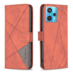 Leather Case Stands Flip Cover Holder B08F for Realme 9 Pro+ Plus 5G Orange