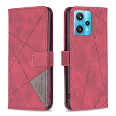 Leather Case Stands Flip Cover Holder B08F for Realme 9 Pro+ Plus 5G Red