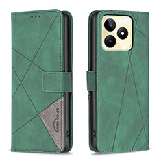 Leather Case Stands Flip Cover Holder B08F for Realme C53 India Green