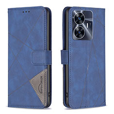 Leather Case Stands Flip Cover Holder B08F for Realme C55 Blue