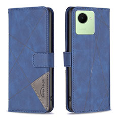 Leather Case Stands Flip Cover Holder B08F for Realme Narzo 50i Prime Blue