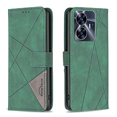 Leather Case Stands Flip Cover Holder B08F for Realme Narzo N55 Green