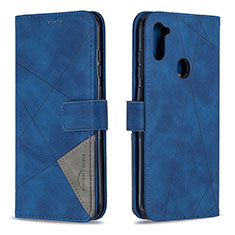 Leather Case Stands Flip Cover Holder B08F for Samsung Galaxy A11 Blue