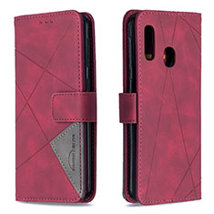 Leather Case Stands Flip Cover Holder B08F for Samsung Galaxy A20e Red