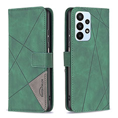 Leather Case Stands Flip Cover Holder B08F for Samsung Galaxy A23 4G Green