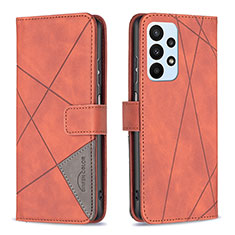 Leather Case Stands Flip Cover Holder B08F for Samsung Galaxy A23 5G Orange