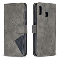 Leather Case Stands Flip Cover Holder B08F for Samsung Galaxy A30 Gray