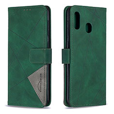 Leather Case Stands Flip Cover Holder B08F for Samsung Galaxy A30 Green