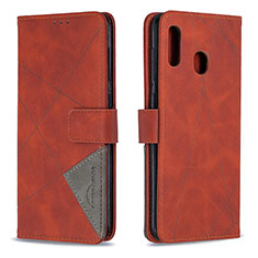 Leather Case Stands Flip Cover Holder B08F for Samsung Galaxy A30 Orange