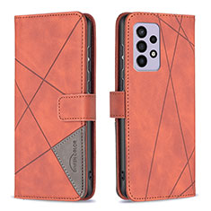 Leather Case Stands Flip Cover Holder B08F for Samsung Galaxy A33 5G Orange