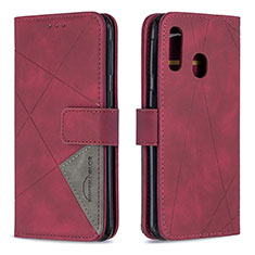 Leather Case Stands Flip Cover Holder B08F for Samsung Galaxy A40 Red