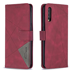 Leather Case Stands Flip Cover Holder B08F for Samsung Galaxy A50 Red