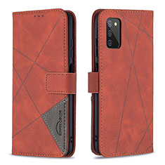 Leather Case Stands Flip Cover Holder B08F for Samsung Galaxy M02s Orange