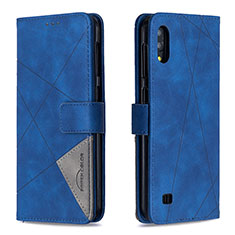 Leather Case Stands Flip Cover Holder B08F for Samsung Galaxy M10 Blue