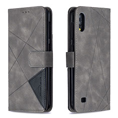 Leather Case Stands Flip Cover Holder B08F for Samsung Galaxy M10 Gray