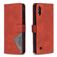 Leather Case Stands Flip Cover Holder B08F for Samsung Galaxy M10 Orange