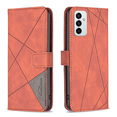 Leather Case Stands Flip Cover Holder B08F for Samsung Galaxy M23 5G Orange