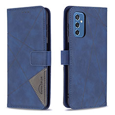 Leather Case Stands Flip Cover Holder B08F for Samsung Galaxy M52 5G Blue