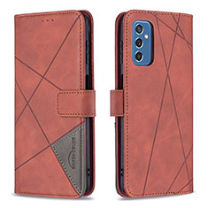 Leather Case Stands Flip Cover Holder B08F for Samsung Galaxy M52 5G Orange