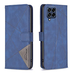 Leather Case Stands Flip Cover Holder B08F for Samsung Galaxy M53 5G Blue
