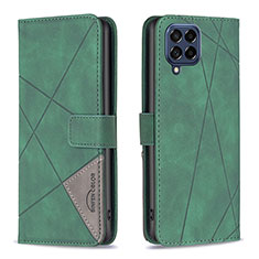 Leather Case Stands Flip Cover Holder B08F for Samsung Galaxy M53 5G Green