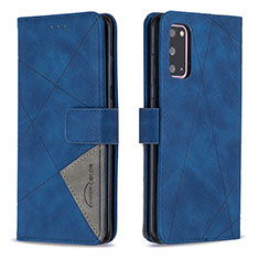 Leather Case Stands Flip Cover Holder B08F for Samsung Galaxy S20 5G Blue